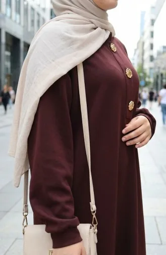 Robe Hijab à Boutons 2193-04 Marron 2193-04