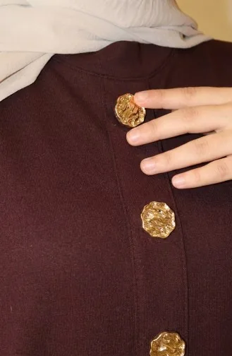 Robe Hijab à Boutons 2193-04 Marron 2193-04