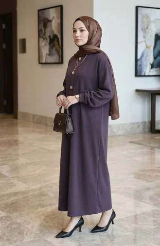 Robe Hijab à Boutons 2193-06 Anthracite 2193-06
