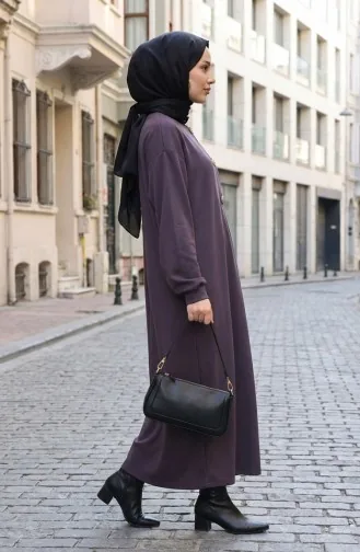 Robe Hijab à Boutons 2193-06 Anthracite 2193-06