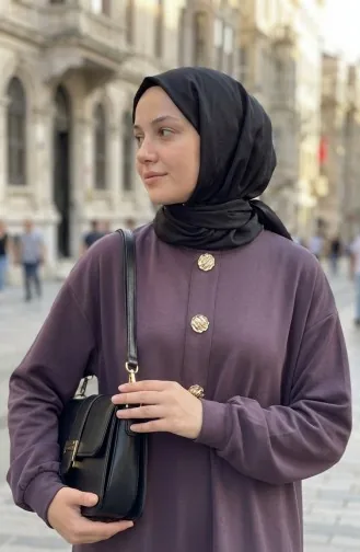 Robe Hijab à Boutons 2193-06 Anthracite 2193-06