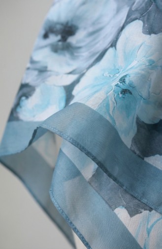 Écharpe Cocon En Coton à Motif Floral 70333-06 Vert Clair Vert Menthe 70333-06