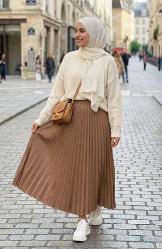 Faltenrock Mit Elastischem Bund 0213-07 Karamell 0213-07