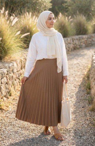 Faltenrock Mit Elastischem Bund 0213-07 Karamell 0213-07