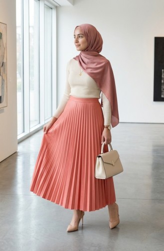 Faltenrock Mit Elastischem Bund 0213-08 Rosa 0213-08