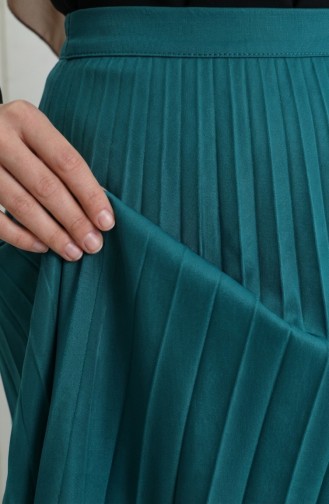 Elastic Waist Pleated Skirt 0213-09 Petrol 0213-09