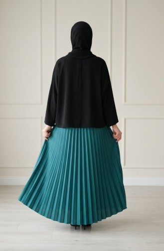 Elastic Waist Pleated Skirt 0213-09 Petrol 0213-09
