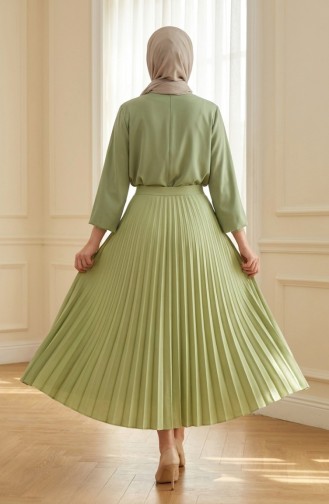 Geplooide Rok Met Elastische Tailleband 0213-10 Pistachegroen 0213-10