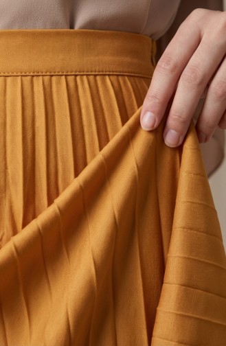 Jupe Plissée à Taille élastique 0213-11 Moutarde 0213-11