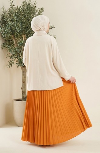 Jupe Plissée à Taille élastique 0213-11 Moutarde 0213-11