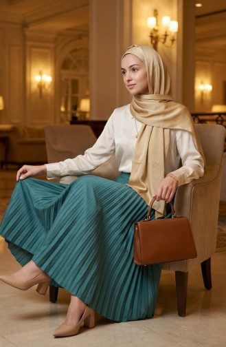 Beli Lastikli Piliseli Etek 0213-13 Çağla Yeşili