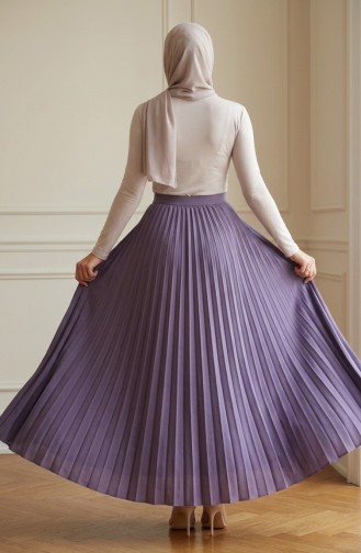 Geplooide Rok Met Elastische Tailleband 0213-14 Lila 0213-14
