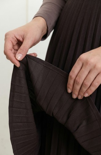 Geplooide Rok Met Elastische Tailleband 0213-15 Bruin 0213-15