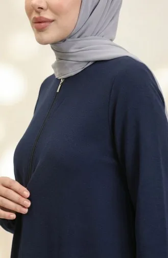 Dubbele Mevlana Abaya 2029-06 Marineblauw Met Ritssluiting 2029-06