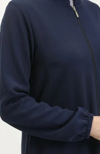 Dubbele Mevlana Abaya 2029-06 Marineblauw Met Ritssluiting 2029-06