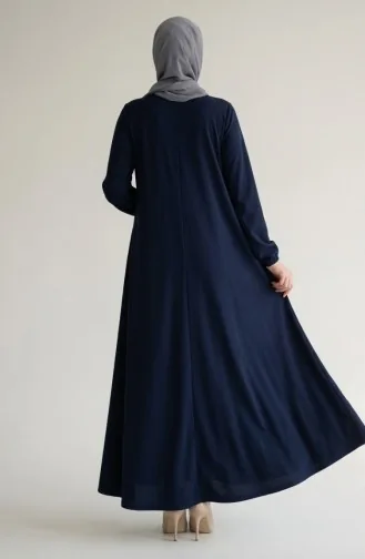 Dubbele Mevlana Abaya 2029-06 Marineblauw Met Ritssluiting 2029-06
