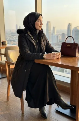 Plus Size Hooded Crinkle Jacket 6225-01 Zwart 6225-01