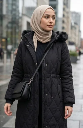 Plus Size Hooded Crinkle Jacket 6225-01 Zwart 6225-01