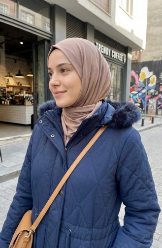 Plus Size Hooded Crinkle Jacket 6225-02 Navy Blue 6225-02