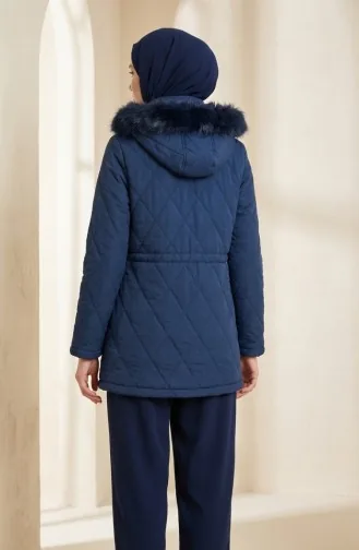 Veste Froissée à Capuche Grande Taille 6225-02 Bleu Marine 6225-02