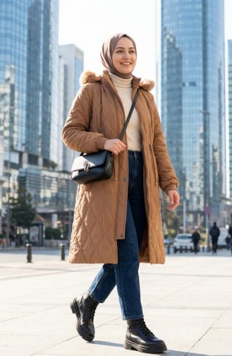 Plus Size Hooded Crinkle Jacket 6225-04 Tan 6225-04