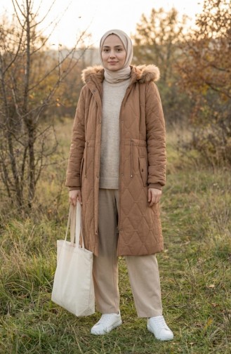 Plus Size Hooded Crinkle Jacket 6225-04 Tan 6225-04