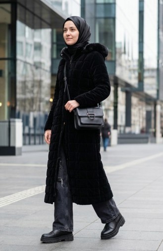 Büyük Beden Kapüşonlu Nova Mont 6320-01 Siyah