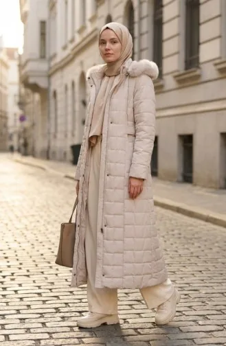 Büyük Beden Kapüşonlu Nova Mont 6320-04 Taş