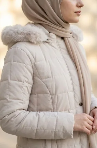 Büyük Beden Kapüşonlu Nova Mont 6320-04 Taş