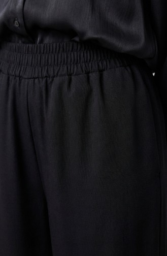 Beli Lastikli Paçası Püsküllü Kot Pantolon 2211-02 Siyah