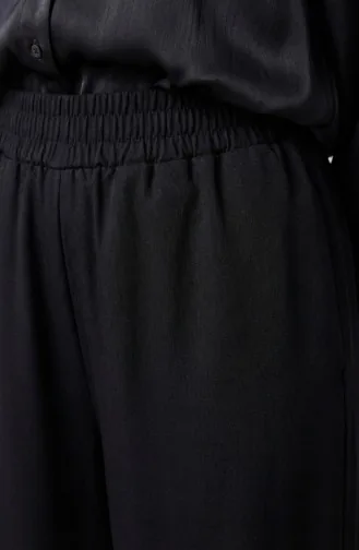 Elastic Waist Fringed Hem Denim Trousers 2211-02 Black 2211-02