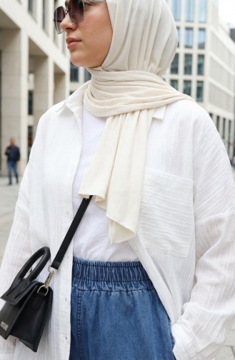 Denim Broek Met Elastische Taille En Franjes Aan De Zoom 2211-03 Blauw 2211-03