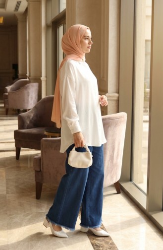 Beli Lastikli Paçası Püsküllü Kot Pantolon 2211-04 Lacivert