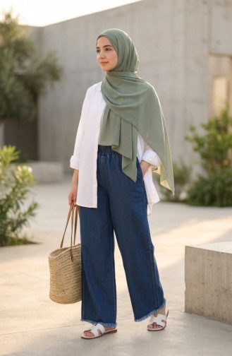 Beli Lastikli Paçası Püsküllü Kot Pantolon 2211-04 Lacivert