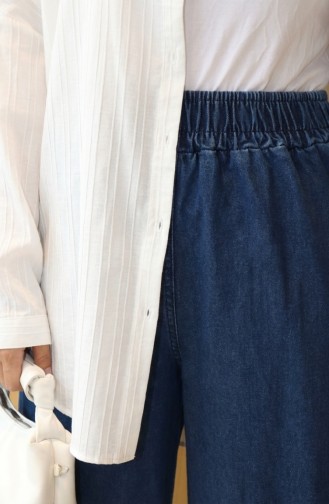 Beli Lastikli Paçası Püsküllü Kot Pantolon 2211-04 Lacivert