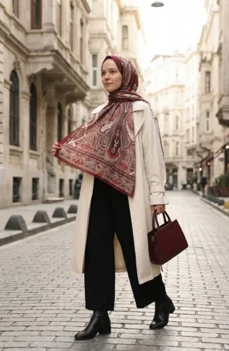 Karaca Cotton Şal 82007-11 Koyu Bordo Kiremit
