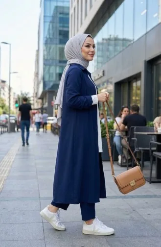 Viscose Belmando Stof Tuniek Broek Tweedelig Pak 0340-04 Marineblauw 0340-04