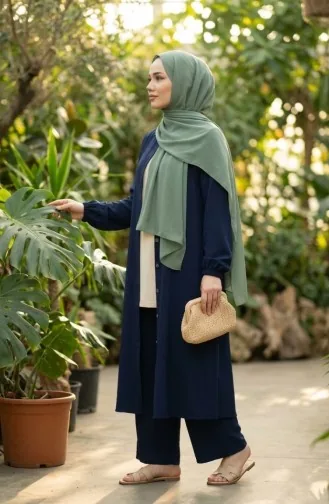 Viscose Belmando Stof Tuniek Broek Tweedelig Pak 0340-04 Marineblauw 0340-04