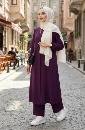 بدلة مزدوجة من قماش فيسكوز بلماندو، بنطلون تونك، 0340-11 أرجواني 0340-11