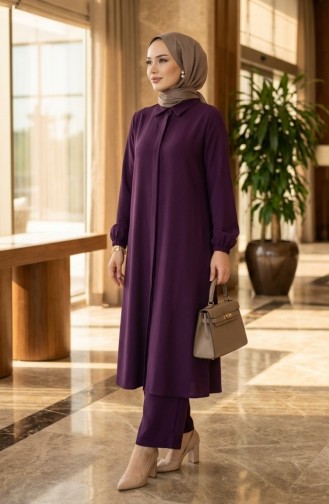 بدلة مزدوجة من قماش فيسكوز بلماندو، بنطلون تونك، 0340-11 أرجواني 0340-11