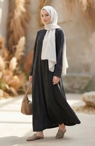 Winterkleid Aus Strickstoff Mit Knopfleiste Modell 2183-04 Schwarz 2183-04