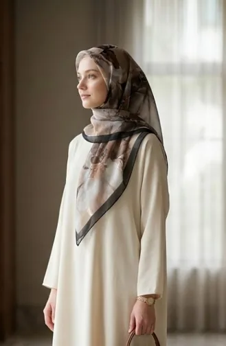 Patterned Amber Scarf 70325-04 Black Beige 70325-04