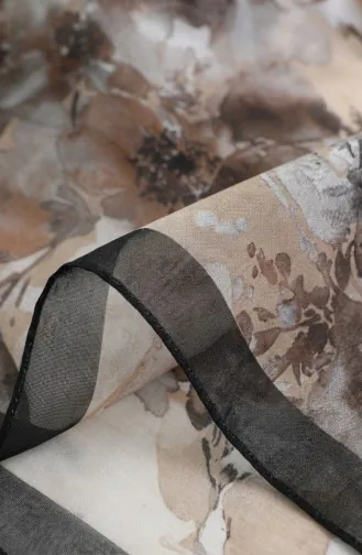 Patterned Amber Scarf 70325-04 Black Beige 70325-04