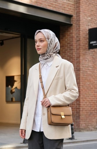 Kehribar Desenli Eşarp 70326-04 Taş