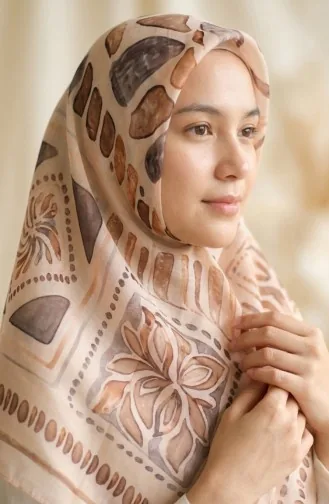 Amberkleurige Sjaal Met Patroon 70326-10 Licht Zalmkleurig 70326-10