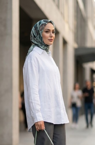 وشاح بنقشة كهرمانية 70326-12 أخضر فاتح 70326-12