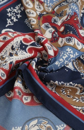 Cupra-sjaal Met Karaca-motief 81090-01 Marineblauw Bordeaux 81090-01