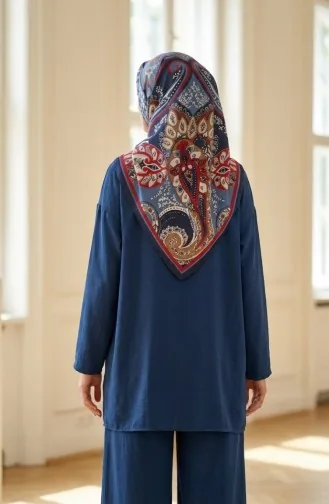 Karaca Gemusterter Cupra-Schal 81090-01 Marine-Burgund 81090-01