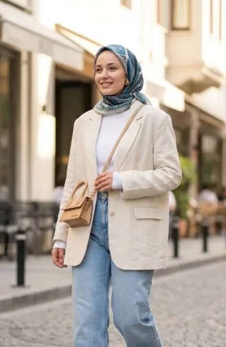 Karaca Baumwollschal Mit Muster 81091-02 Beige Grün 81091-02