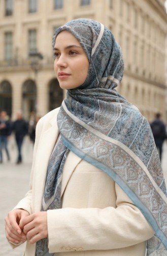 Écharpe En Coton à Motifs Karaca 81091-04 Bleu Terracotta 81091-04